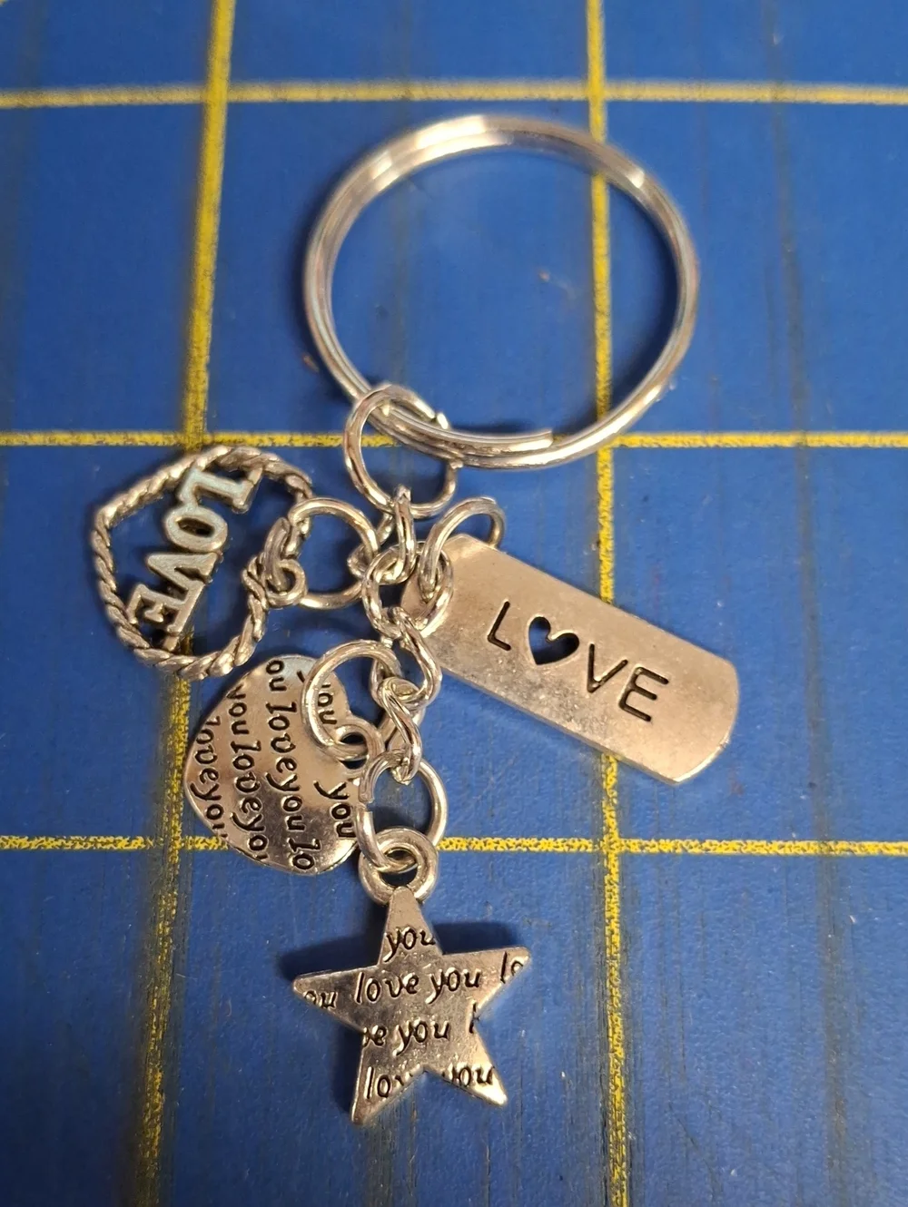 Love Heart Star Silver Keyring Purse Charm